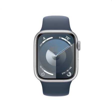 Apple Watch Series 9 GPS + Cellular 41mm Silver Aluminium Case with Storm Blue Sport Band - M/L