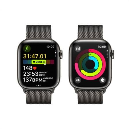 Apple Watch Series 9 GPS + Cellular 41mm Graphite Stainless Steel Case with Graphite Milanese Loop