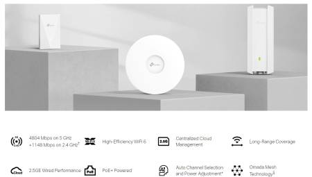 Точка за достъп TP-Link Omada EAP683 LR AX6000 Ceiling Mount WiFi 6