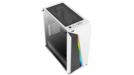 Кутия за настолен компютър Aerocool Cylon Pro RGB прозрачен панел от закалено стъкло CYLON-PRO-G-WT-V2 - бяла