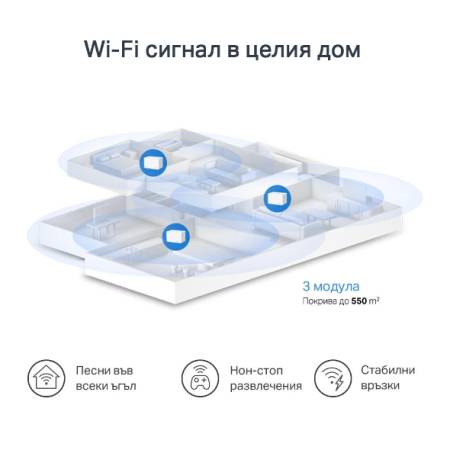 Безжична Wi-Fi 6 Mesh система Mercusys Halo H70X(3-pack) AX1800