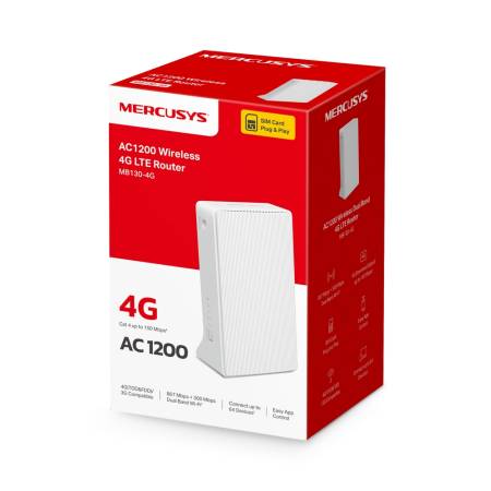 Безжичен Dual Band 4G LTE Рутер Mercusys MB130-4G AC1200