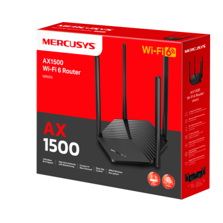 2-лентов WiFi 6 рутер Mercusys MR60X AX1500