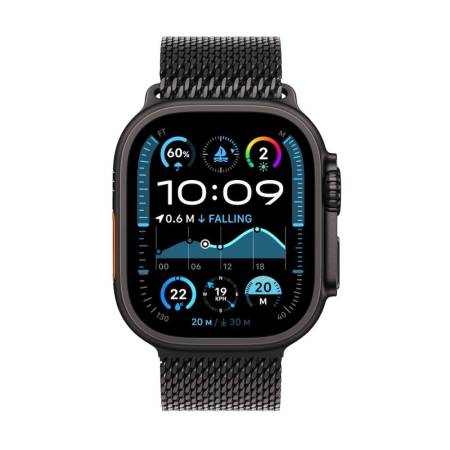 Apple Watch Ultra2 v2 Cellular 49mm Black Titanium Case with Black Titanium Milanese Loop - L