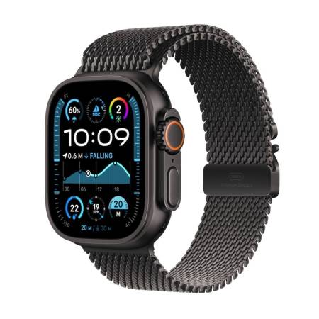 Apple Watch Ultra2 v2 Cellular 49mm Black Titanium Case with Black Titanium Milanese Loop - L