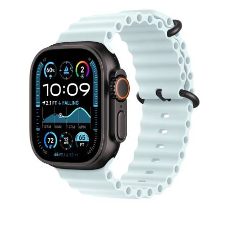 Apple Watch 49mm Band: Ice Blue Ocean Band - Black Titanium Finish