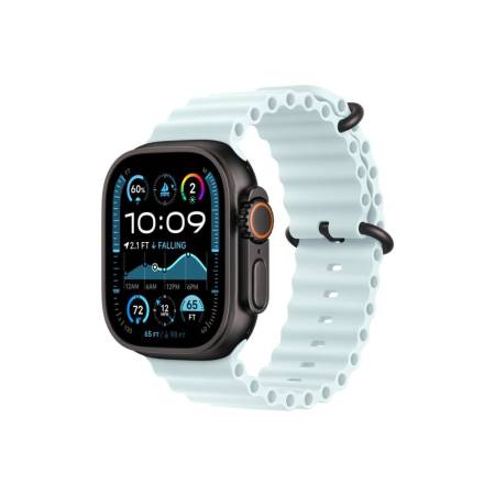 Apple Watch 49mm Band: Ice Blue Ocean Band Extension - Black Titanium Finish