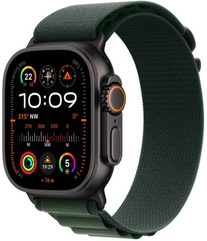 Apple Watch 49mm Loop: Dark Green Alpine Loop - Small - Black Titanium Finish