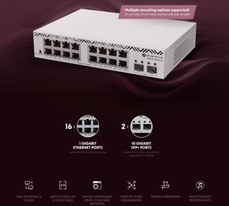 Cloud Smart Switch MikroTik CSS318-16G-2S+IN